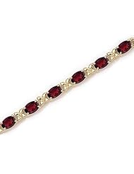 14K Yellow Gold Oval Garnet Bracelet