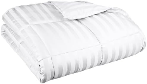 Oversized All-Season Luxurious Wide Stripes Down Alternative Comforter, Full/Queen, White