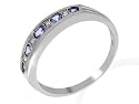 9ct White Gold Ladies Tanzanite & Diamond Half Eternity Ring