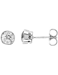 0.75 Carat Bezel Set Diamond Stud Earrings 14K White Gold