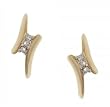 Solid Yellow Gold J Hoop Diamond Earrings - Post Backs