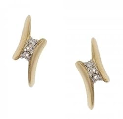 Genuine Diamond J Hoop Earrings in Yellow Gold Post-friction Backing
