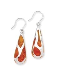 Sterling Silver Orange Resin Raindrop Earrings QE1581"