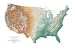 United States Wall map, Physical Features, 37