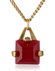 Sam Edelman Square Stone Ruby Pendant Necklace, 16"+3"