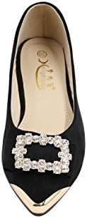 G antini Ladies Metallic Pointed Toe Rhinestone Embellished Flats Black US 8