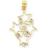 14K Two-tone Diamond-cut Star Cluster Pendant