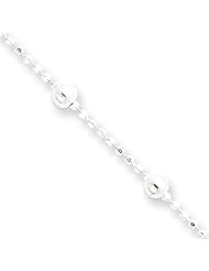 Sterling Silver 1mm Diamond-cut Beaded Chain 24 Inches