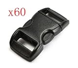 Bluecell 60 PCS 3/8" (10mm) Black Contoured Side Release Plastic Buckles