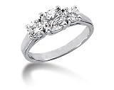 0.50CTW Trellis Three Stone Diamond Ring in 14k White Gold