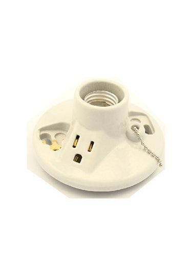Leviton 9726-C One-Piece Glazed Porcelain Outlet Box Mount, Incandescent Lampholder, Pull Chain, Top Wired, White Leviton 9726-C One-Piece Glazed Porcelain Outlet Box Mount, Incandescent Lampholder, Pull Chain, Top Wired, White
