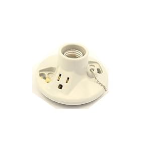 Leviton 9726-00C Porcelain Ceiling Lampholder with Grounded Outlet and Pullchain,... by Leviton