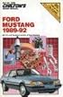 Mustang 1989-92 (Chilton's Repair Manual (Model Specific))
