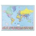 American Map 715758 Hammond Deluxe Laminated Rolled Political Reference World Map w/Flags, 52wx40h