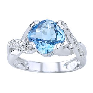 14k White Gold Blue Topaz Diamond Ring (3.40 ctw) by Sea Of Diamonds