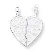 Sterling Silver Best Friends 2-piece Break-apart Heart Charm with Two 20 Inch Chains