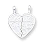 Sterling Silver Best Friends 2-piece Break-apart Heart Charm with Two 20 Inch Chains