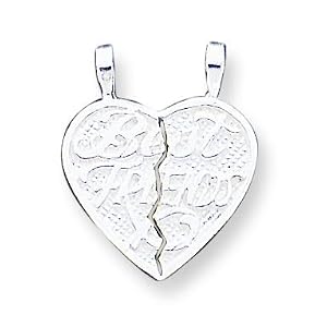 Buy Sterling Silver Best Friends 2-piece Break-apart Heart Charm with Two 20 Inch Chains by A Great Jewelry Co.