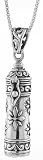 Sterling Silver Prayer Box Tubular Shape with floral Design