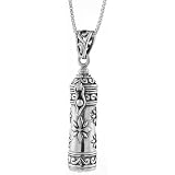 Sterling Silver Prayer Box Tubular Shape with floral Design