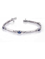 14k Gold 1.55ct tw 5x3 Oval Sapphire and Diamond Bracelet