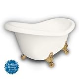 American Bath Factory B1-1600-BB-DM3-M2-15-PB-C1-LH Princess Slipper Clawfoot Bathtub in Bisque, Bal