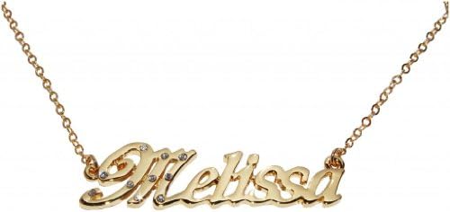 Name Necklaces Melissa - Personalized Necklace Gold Plated 18K, Belcher Chain, 2mm Thick