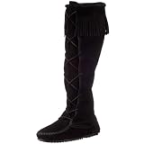 Minnetonka 1429 Front Lace Hardsole Knee Hi Boot, Damen Stiefel, Schwarz (black), EU 40, (US 9)
