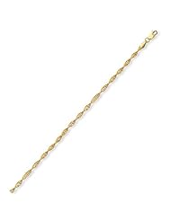BRI Jewelry 14K Yellow Gold 7" Shiny Diamond Cut Twisted Bead Fancy Bracelet with Lobster Clasp