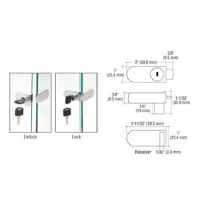 CRL Chrome No-Drill Showcase Lock - Keyed Alike