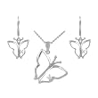 Sterling Silver Butterfly with CZ Necklace and Earring Set