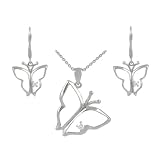 Tressa Sterling Silver Butterfly with CZ Necklace and Earring Set