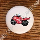TRANSPORTATION KIDS RED MOTORCYCLE DRAWER PULLS KNOBS