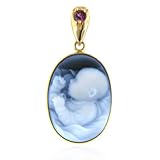 14K Yellow Gold New Arrival Cameo Birthstone ( February) Amethyst Pendant