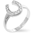 .925 Sterling Silver Horseshoe Ring with Clear CZ