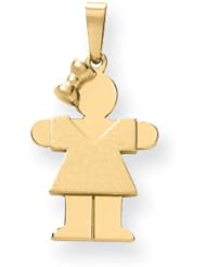 14k Solid Engravable Girl w/ Bow on Left Charm
