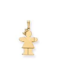 14k Solid Engravable Girl w/ Bow on Left Charm Cyber Monday Special