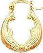 14K Yellow Gold Dolphin Hoop Earrings Jewelry New |E