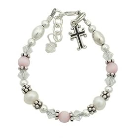 Click here to buy ~ Chloe Emma Pink and Pearl Christening Bracelet by Chloe Emma.