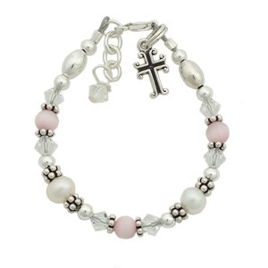 Click here to buy ~ Chloe Emma Pink & Pearl Christening Bracelet.