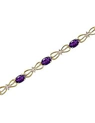 14kt Yellow Gold Oval Amethyst and Diamond Bracelet