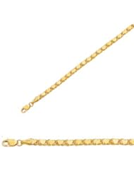 7" 14K Yellow Gold 3.3mm (1/8") Polished Diamond Cut Heart Chain w/ Lobster Clasp