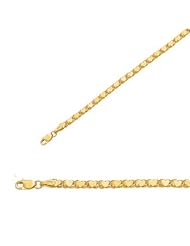 10" 14K Yellow Gold 3.3mm (1/8") Polished Diamond Cut Heart Chain w/ Lobster Clasp