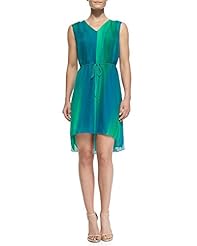 A-line V-neck Belted Georgette/Silk Sleeveless  Dress With a Ribbon 