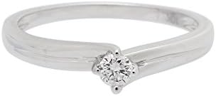 10K White Gold 0.11 ctw Round Cut Diamond Solitaire Ladies Promise Engagement Bridal Ring