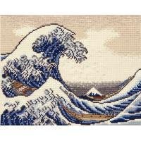 ししゅうキット　7136（ベージュ）　日本名所絵百選シリーズ　神奈川沖浪裏
