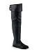 Flat Renaisance Black Thigh High Leather Boots - 9