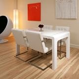 Dining Table in White gloss & 4 white Chairs Modern 700