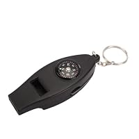 4 in 1 Mini Pocket Thermometer Compass Whistle Magnifier / Magnifying Glass Emergency Survival Tool Kit Key Ring by Crazy Cart