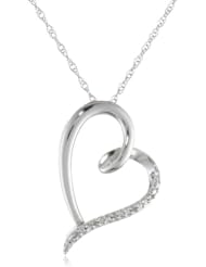 10k White Gold Diamond Accent Heart Pendant Necklace (I-J Color, I2-I3 Clarity), 18"